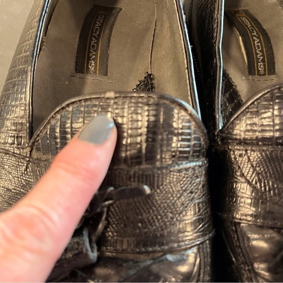 Stacy Adams sz 11 black snakeskin leather tassel loafers - Picture 15 of 16
